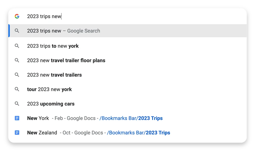Searches within bookmark folders