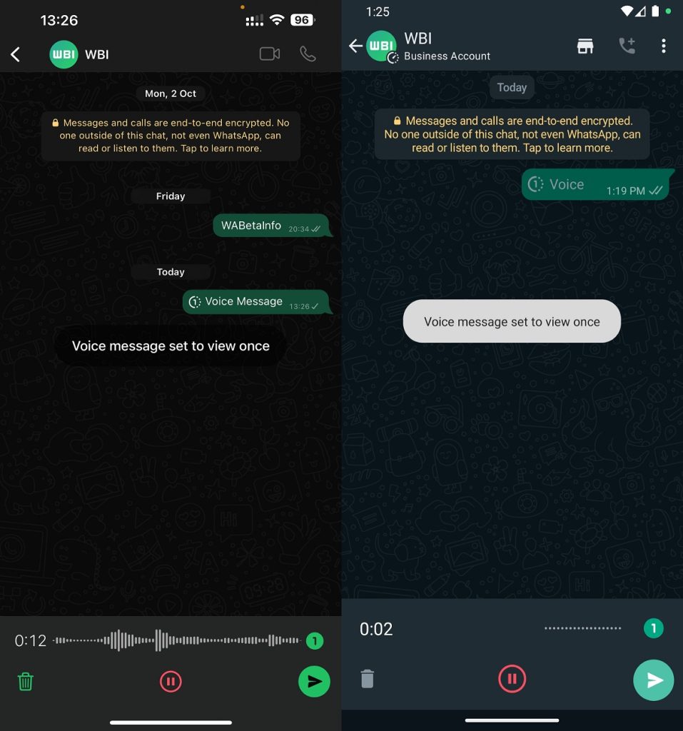WhatsApp 'View Once' Voice Notes
